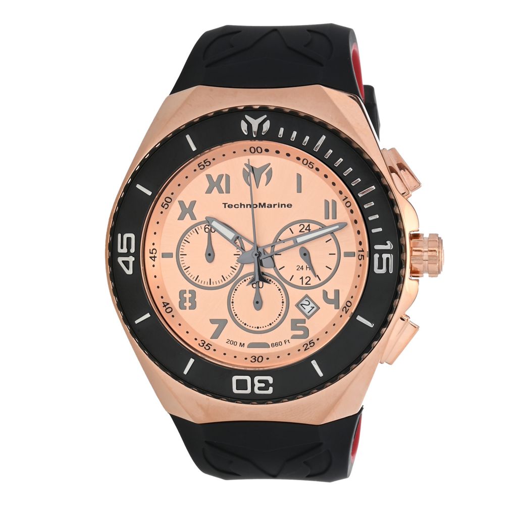 TechnoMarine 48mm Ocean Manta Quartz Chrono Silicone Strap Watch