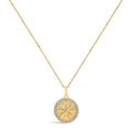 14K Yellow Gold 1/5 Cttw Diamond Starburst Fluted Medallion Pendant Necklace