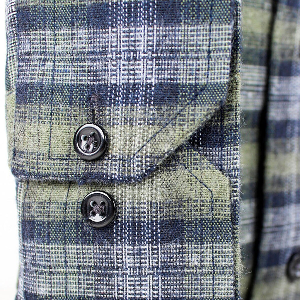 Jake Long Sleeve Checkered Pocket Collar Button-Up Shirt // Green