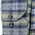 Jake Long Sleeve Checkered Pocket Collar Button-Up Shirt // Green