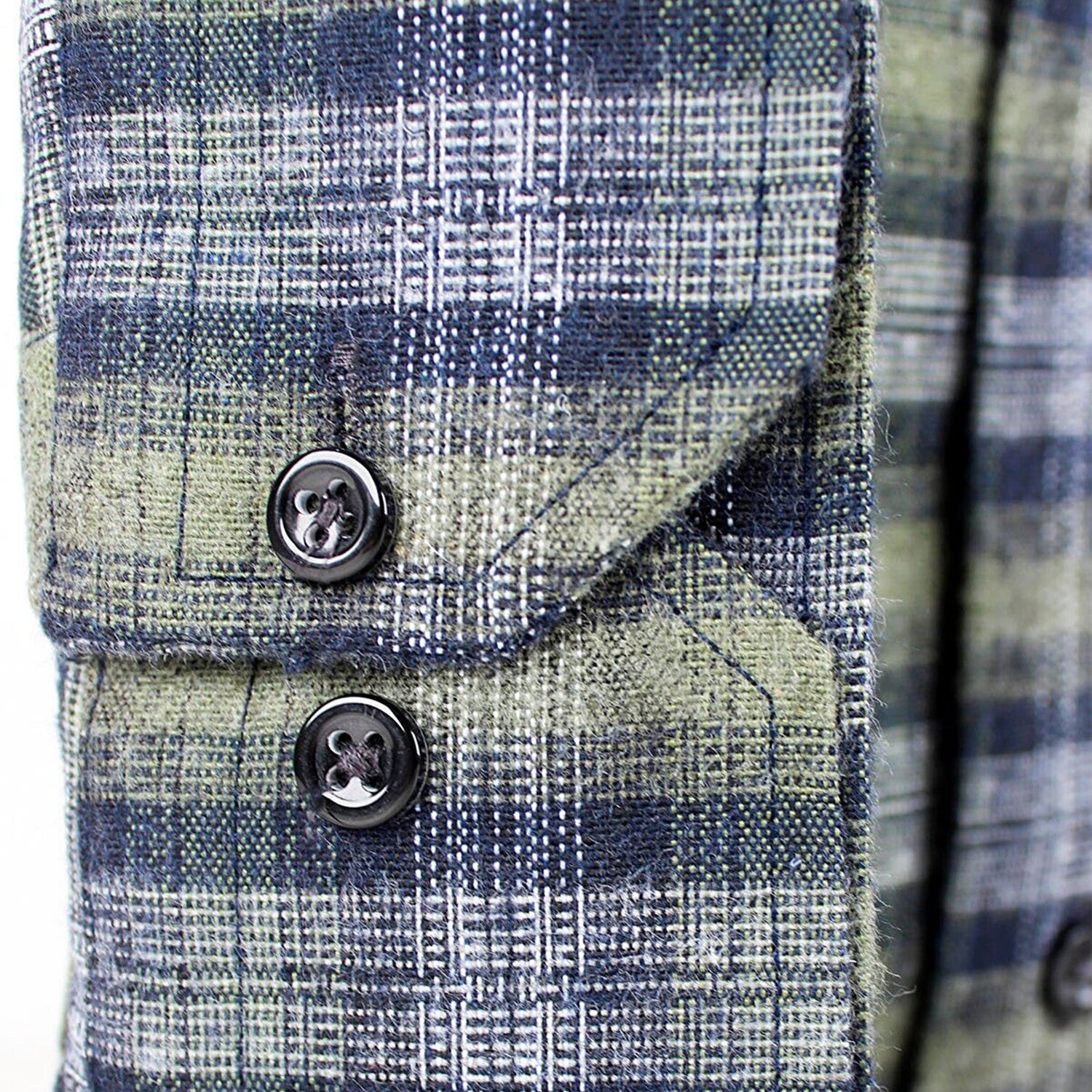 Jake Long Sleeve Checkered Pocket Collar Button-Up Shirt // Green