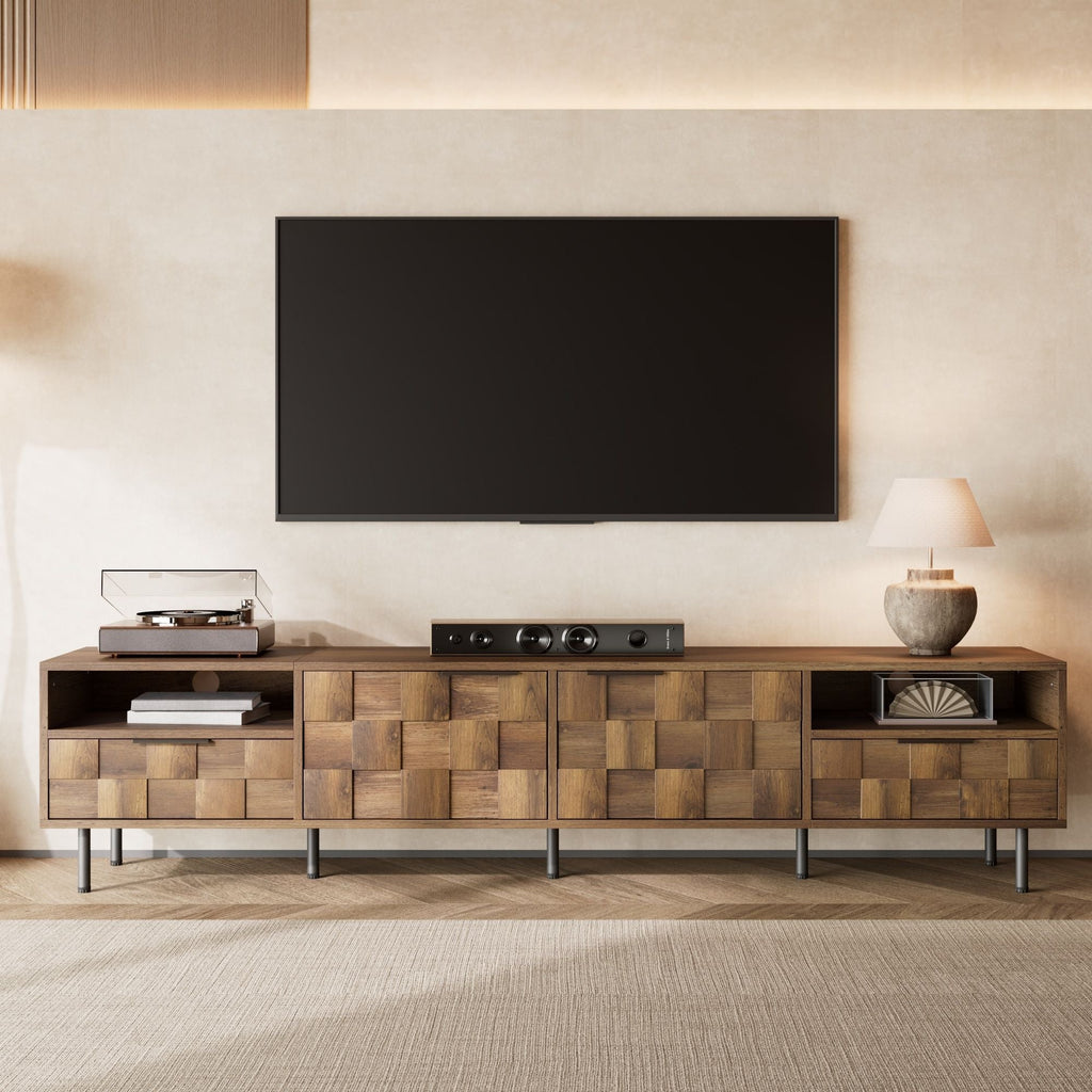 TV Stand With 2 Drawers, For TVs Up To 85'' - Natural
