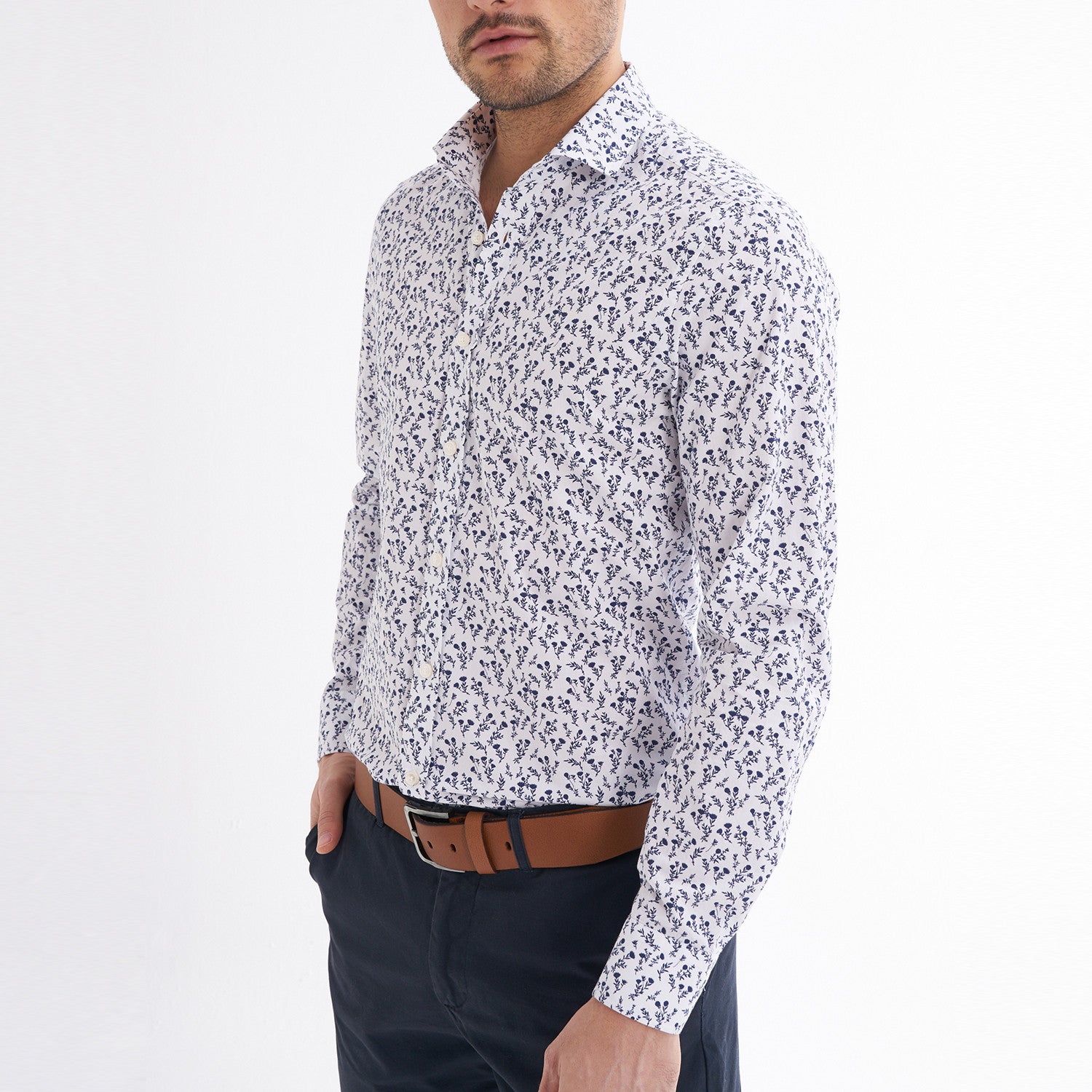 Santino Button-Up Shirt // White + Black