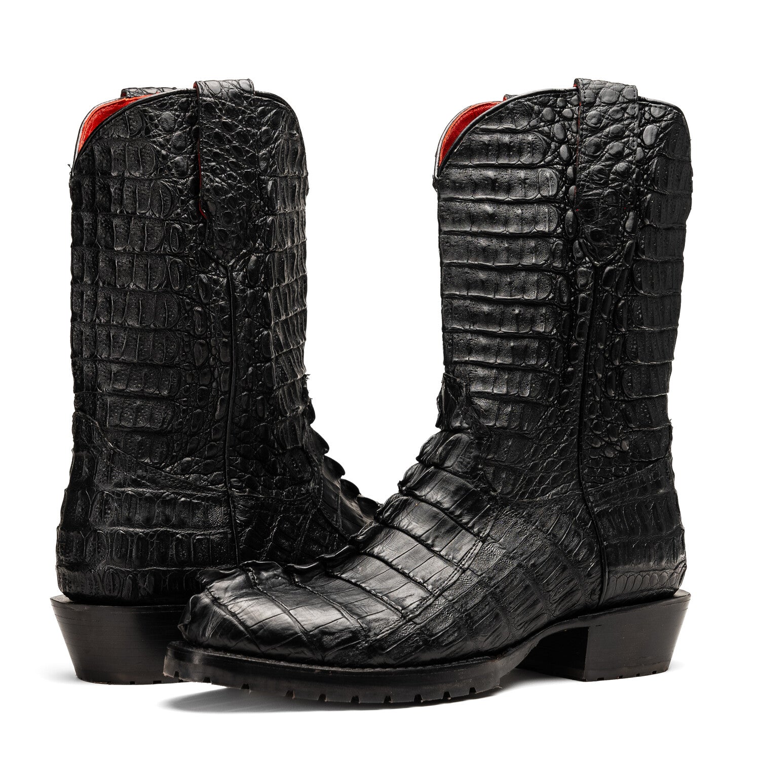 Marlboro // Genuine Hornback Caiman Leather Cowboy Boot // Black