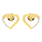 14K Yellow Gold 1/8 Cttw Diamond Journey Heart Hoop Earrings (K-L Color, I1-I2 Clarity)