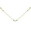 14K Yellow Gold Emerald and 1/2 Cttw Diamond Station Necklace