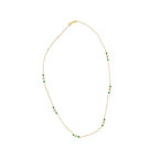 14K Yellow Gold Emerald and 1/2 Cttw Diamond Station Necklace