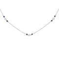 14K White Gold Sapphire and 1/2 Cttw Diamond Station Necklace
