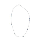 14K White Gold Sapphire and 1/2 Cttw Diamond Station Necklace