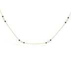 14K Yellow Gold Sapphire and 1/2 Cttw Diamond Station Necklace