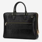 The Cortona Black Python Leather Men’s Laptop Briefcase