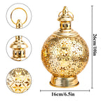 Metal Ramadan Lanterns 10" Gold Electric Candle Holders