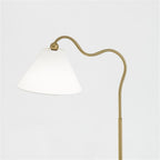 Ornate - Ring Base Curved Table Lamp With Triangle Drum - Gold / White