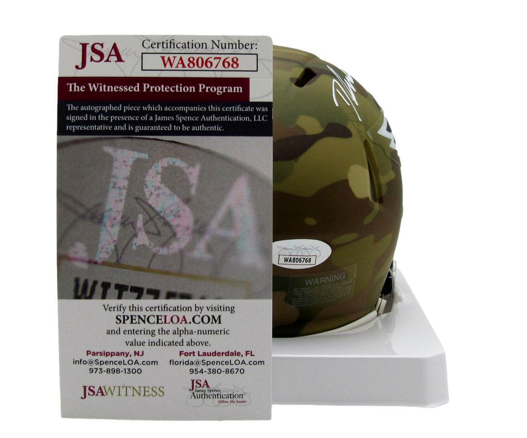 D'Andre Swift Autographed Camo Alternate Mini Helmet Eagles JSA 180005
