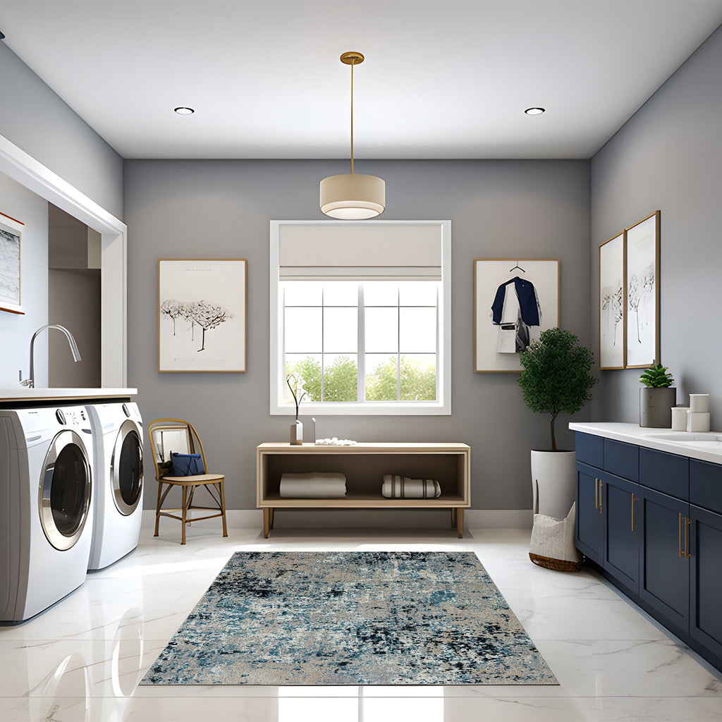Sevita Distressed Abstract // Blue + Beige