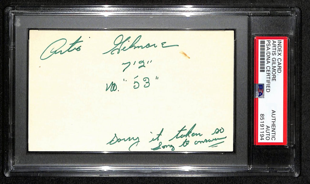 Artis Gilmore HOF Signed/Inscribed 3x5 Index Card Rookie Year PSA/DNA 188546