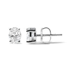 14K White Gold 2.0 Cttw Prong Set Lab Grown Oval Diamond Solitaire Stud Earring (F-G Color, VS1-VS2 Clarity)