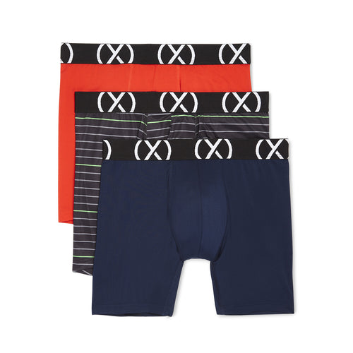 (X) Sport Boxer Brief 3-Pack // 6" // Fiery Red + Varsity Navy + Stripe