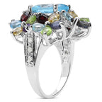 10.34 Carat Genuine Multi Stone .925 Sterling Silver Ring