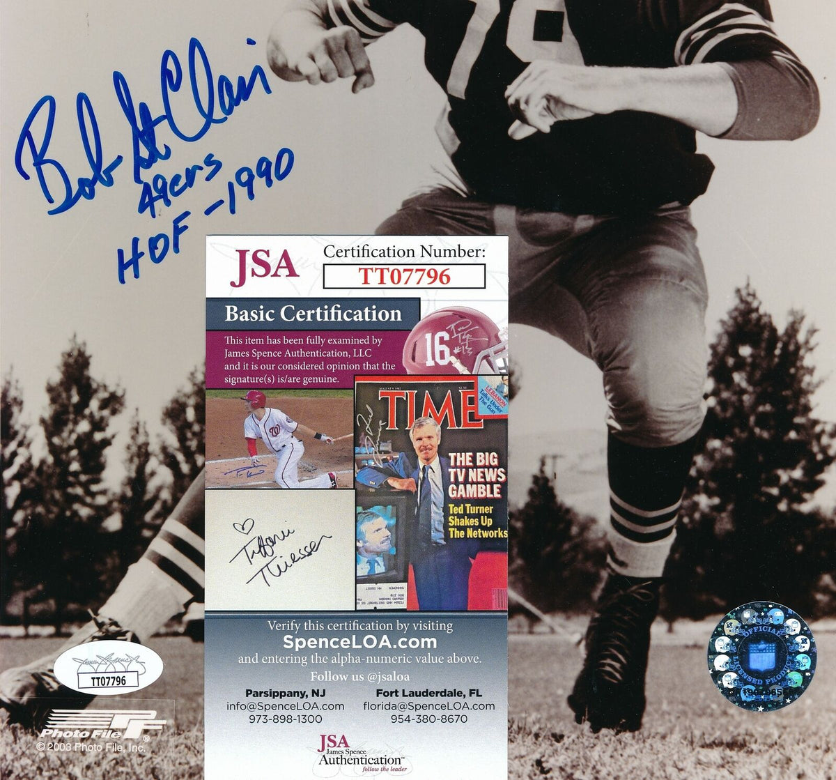 Bob St. Clair HOF San Francisco 49ers Signed/Inscribed 8x10 B/W Photo JSA 164655
