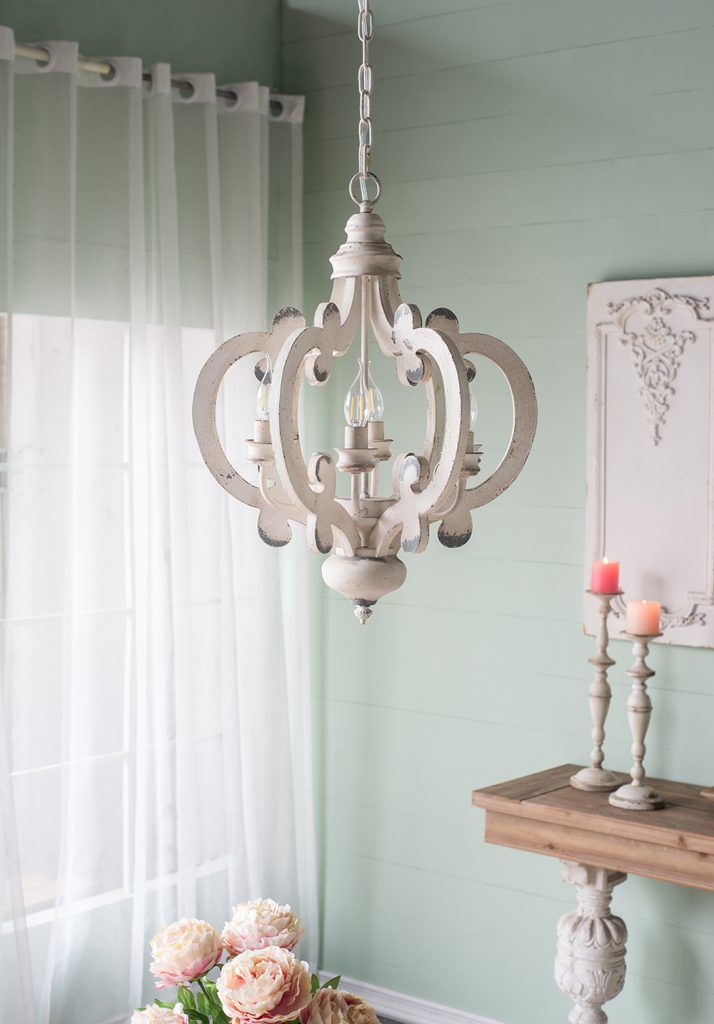 Farmhouse Chandelier, 6 Light Wood Chandelier Living Room Entryway