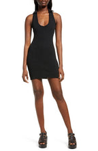 BDG Urban Outfitters Ann Marie Rib Deep V-Neck Dress in Black, Size Large