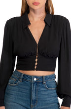 AFRM Lauretta Crop Top in Noir, Size Small