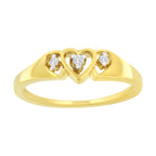 10KT Yellow Gold 1/20 cttw Diamond Triple Heart Diamond Ring (K-L, I1-I2) - Size 7