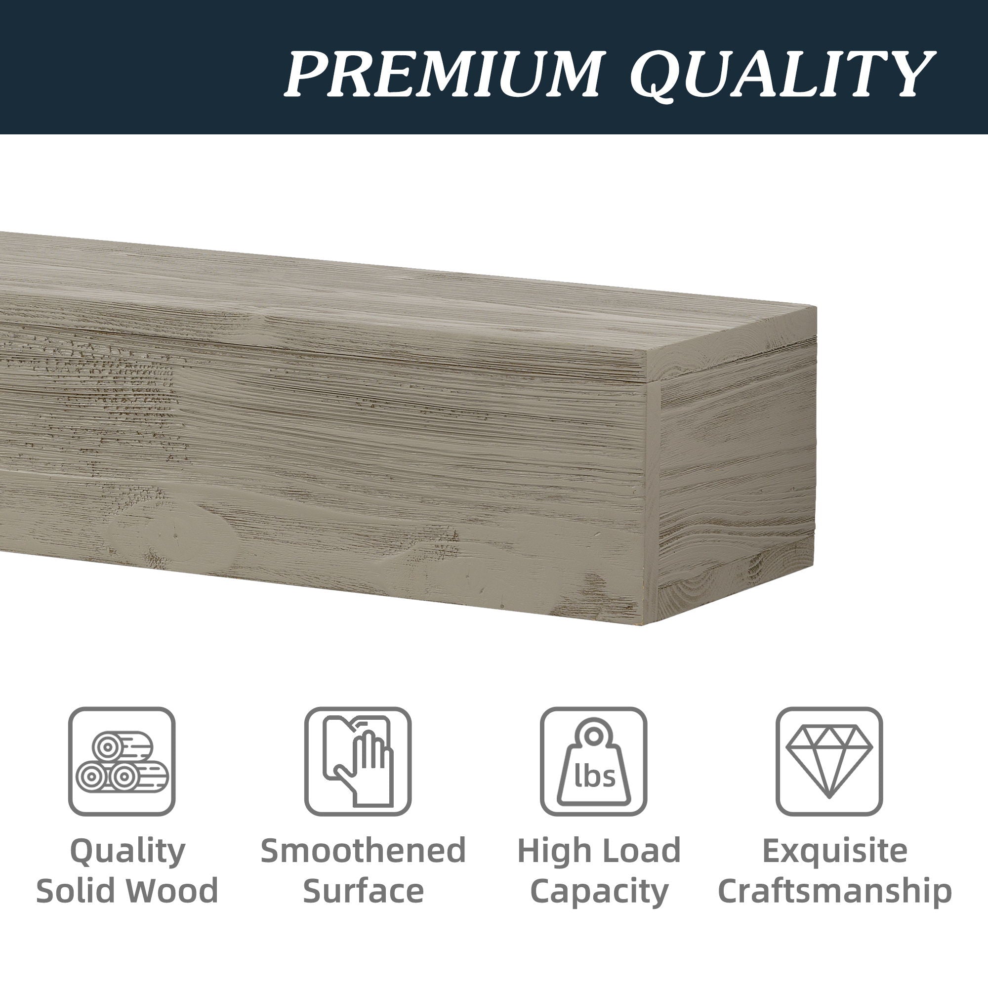 Rustic Wood Fireplace Mantel, Wall-Mounted & Floating Shelf
