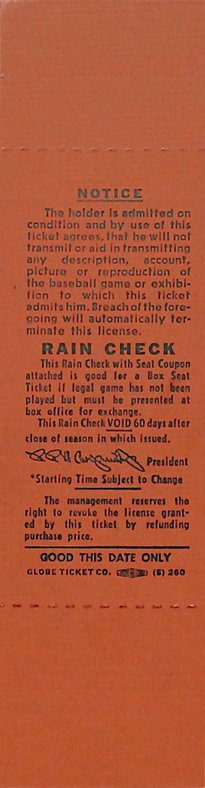 October 1, 1970 Full Ticket Final Game Phillies Connie Mack Stadium 187839