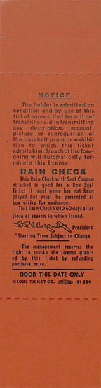 October 1, 1970 Full Ticket Final Game Phillies Connie Mack Stadium 187839
