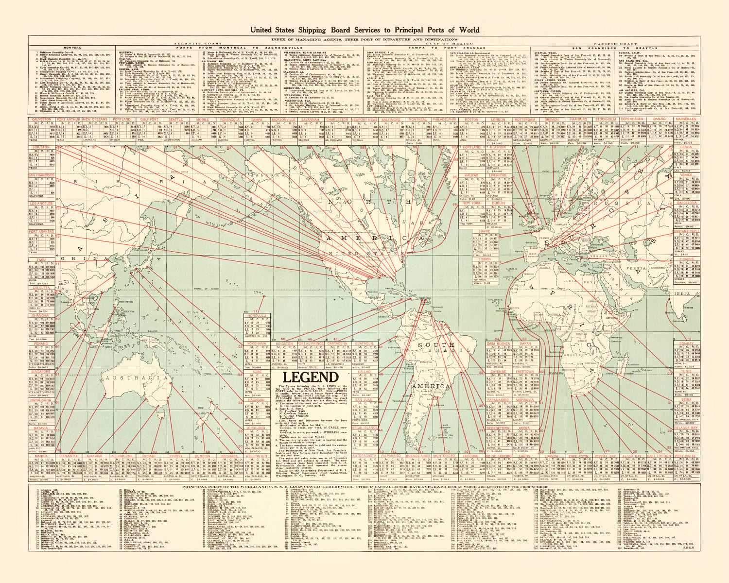 Shipping Map of the World, 1923