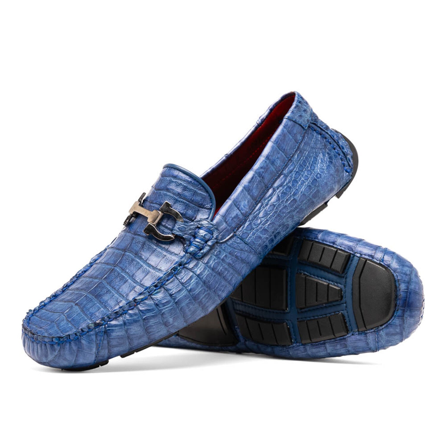 Parma // Caiman Fuscus Leather Bit Loafers // Navy