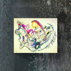Kandinsky Series Glass Print // Horseriding Abstract