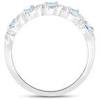 0.54 Carat Genuine Aquamarine and White Topaz .925 Sterling Silver Ring