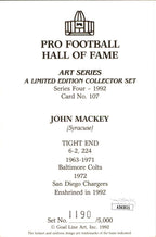 John Mackey HOF Autographed Goal Line Art GLAC Postcard Baltimore Colts JSA