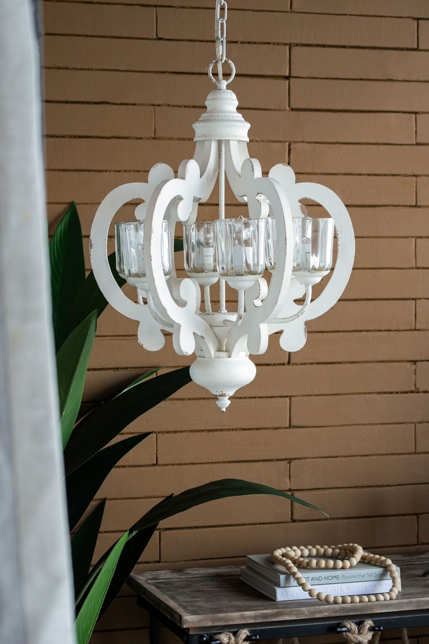 Farmhouse Chandelier, 6 Light Wood Chandelier Living Room Entryway