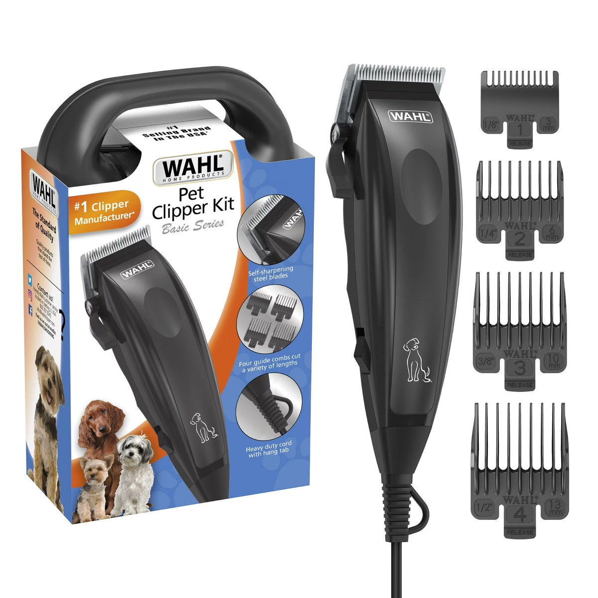 Wahl 10 Piece Pet Clipper Kit - Corded Dog Grooming Set - 9653-1101-MI