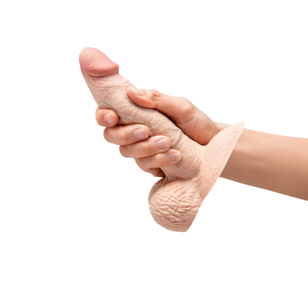 b-Vibe Slipskin Realistic Silicone Dildo 6 in. Girthy Cream