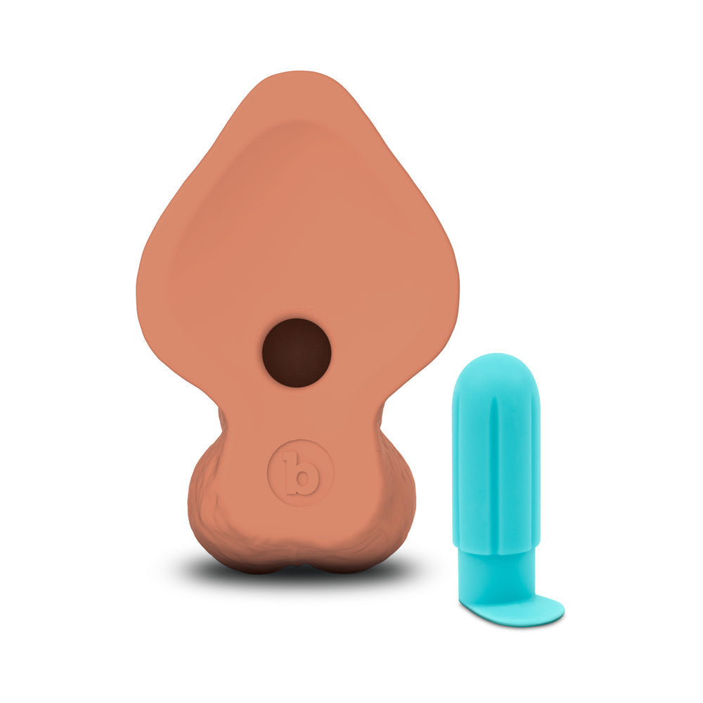 b-Vibe Slipskin Realistic Silicone Dildo 9 in. Curved Mocha