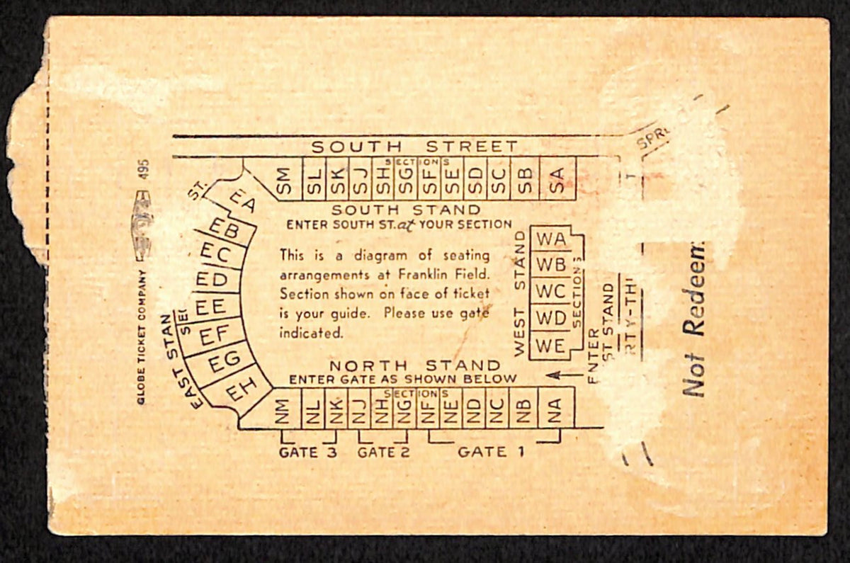 October 25, 1952 Navy vs Penn Quakers College Football Game Ticket Stub 189883