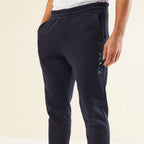 Men's High Collar Blocked Zippered Sweatshirt + Jogger Tracksuit Set // Turquoise + Indigo + White