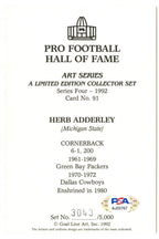 Herb Adderley Signed Goal Line Art GLAC Postcard w/HOF Packers PSA/DNA 160353