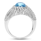 3.65 Carat Genuine Swiss Blue Topaz .925 Sterling Silver Ring