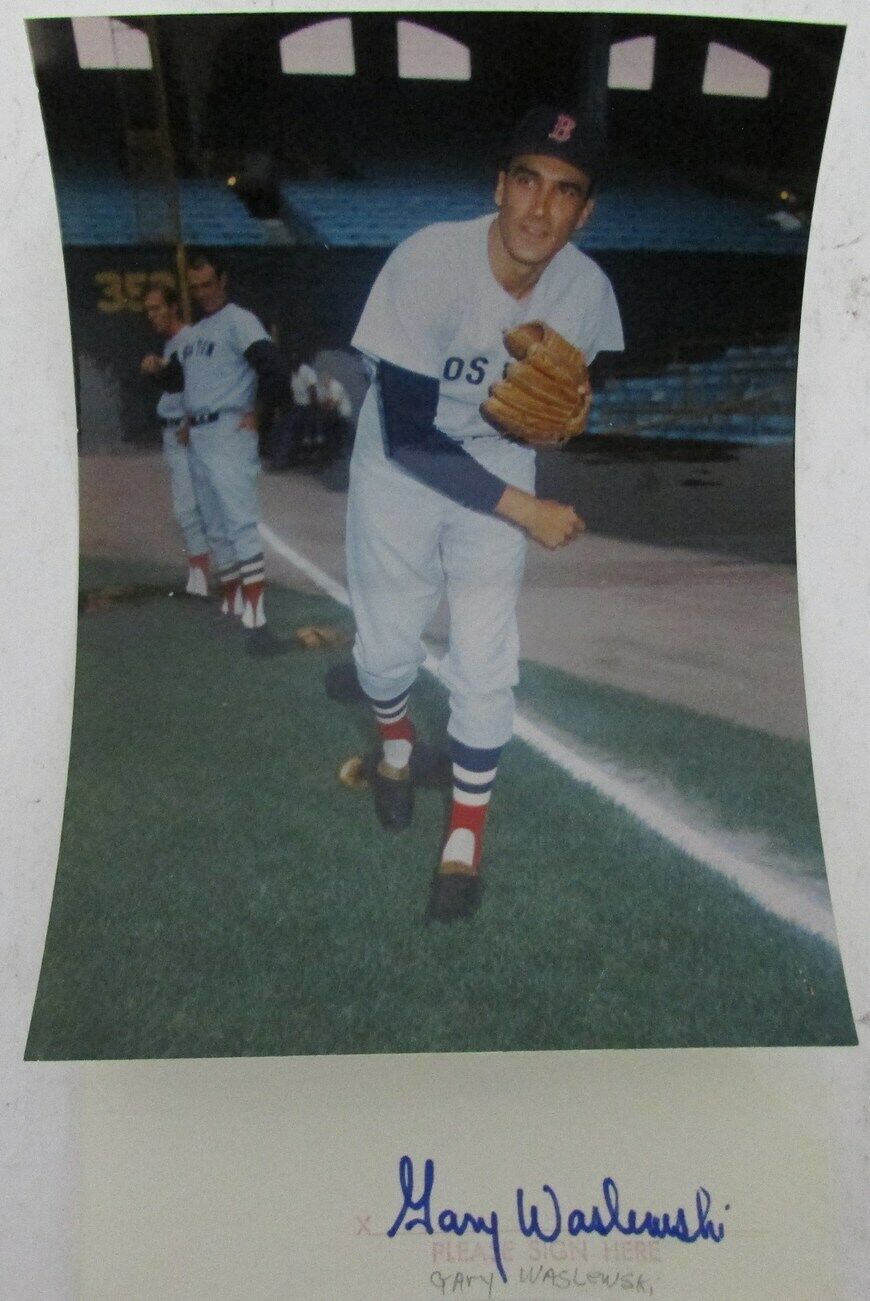 Gary Waslewski 1967 Boston Red Sox Signed 3x5 Index Card with 5x7  Photo 158539