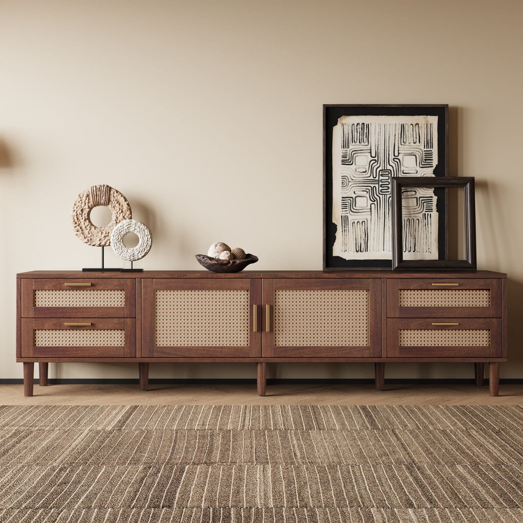TV Stand, Media Console With 4 Drawers - Dark Brown