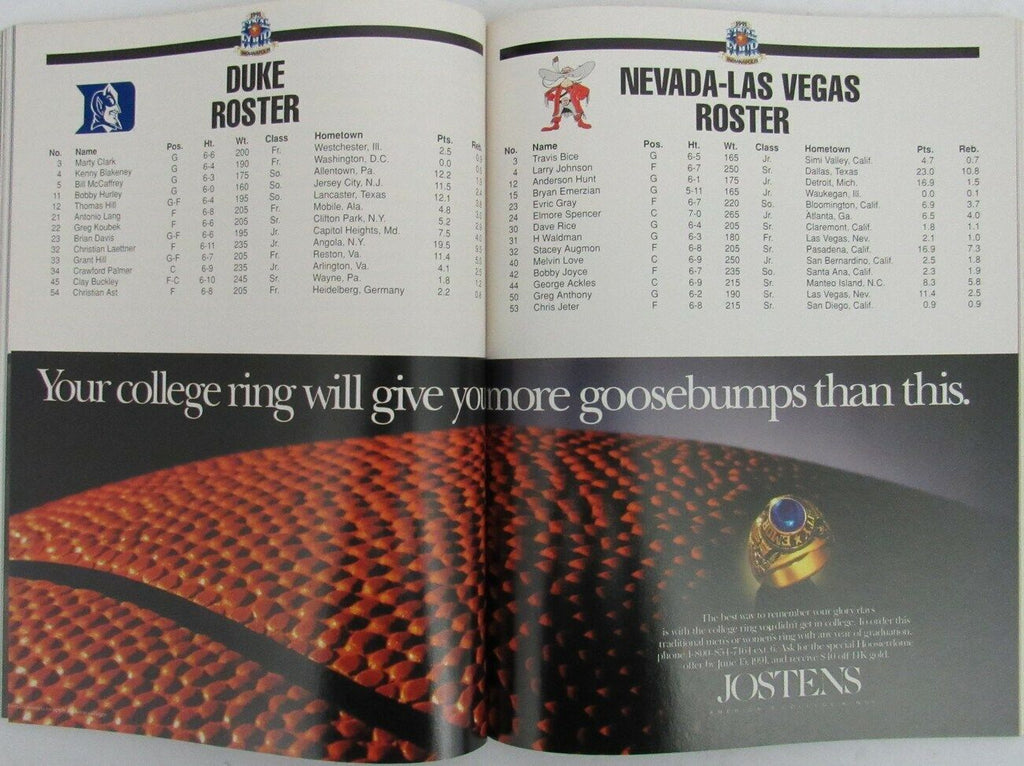 1991 NCAA Mens Basketball Championship Final Four Program Duke Blue Devils159079