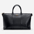 Croc-Embossed Leather Weekend Bag // Black