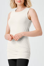 Cotton Lycra Ruche Tank - Vanilla