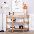 Handcrafted Console Table With Hand Woven Trim - Natural